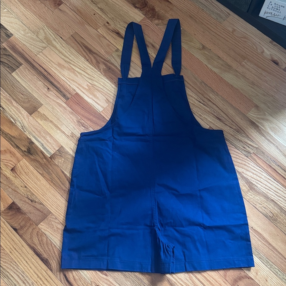 NWOT Zenana Knotted Strap Overall Romper With Pockets Size Large Blue - Picture 2 of 8